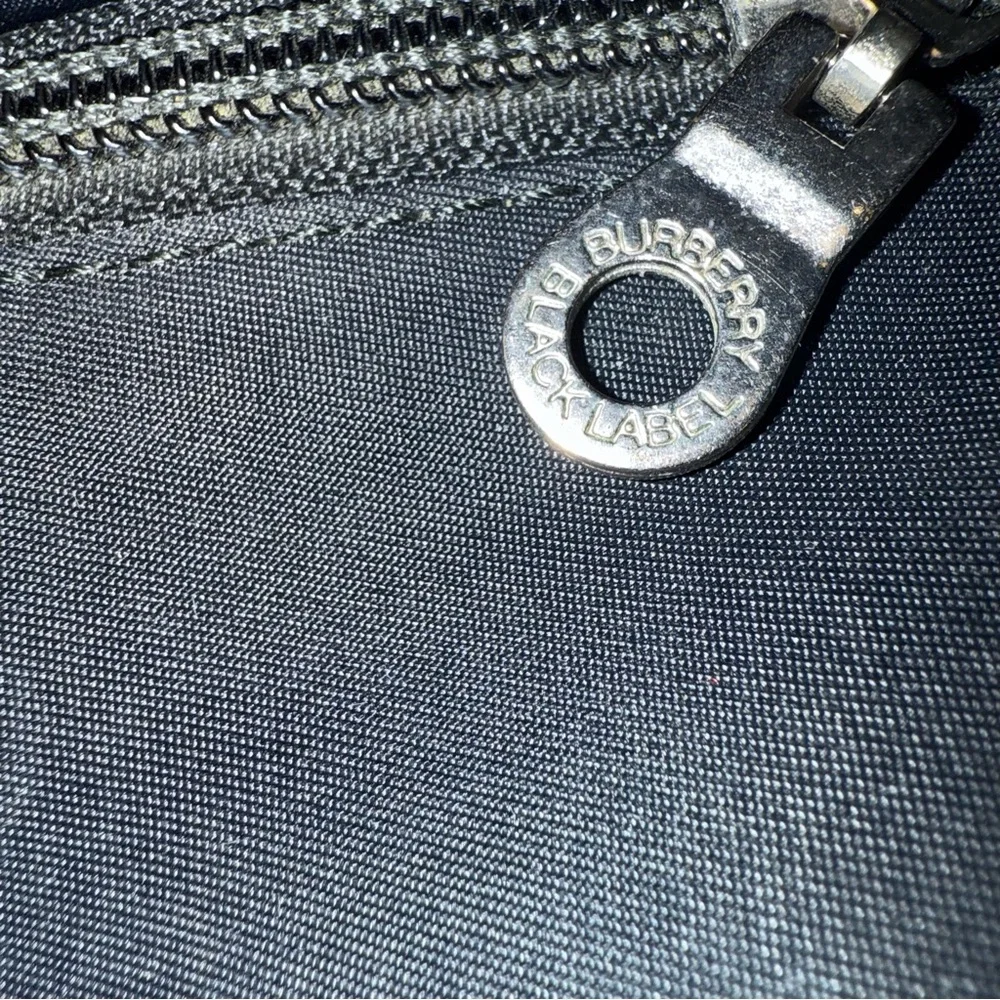 Burberry Nova Check Black Label Messenger Bag in Black Nylon with Leather Trim